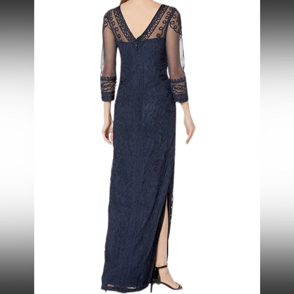 JS Boutique embroidered Long Sleeve illusion long gown - Picture 5 of 7